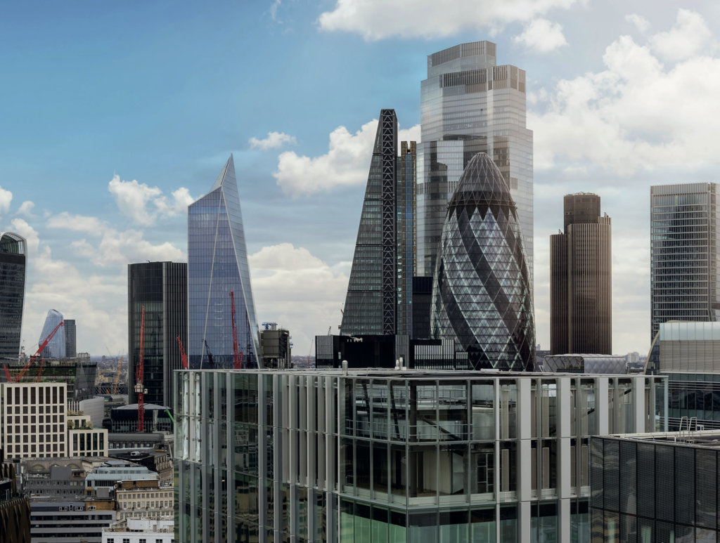 The London skyline showing a variety of building types