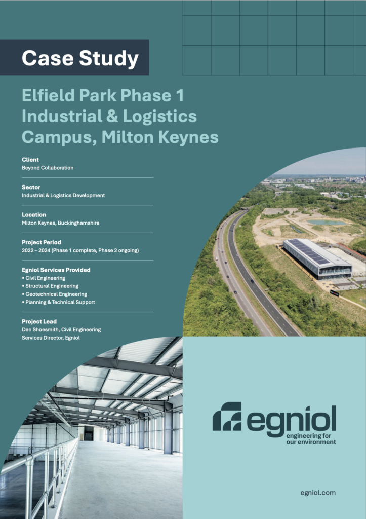 Front cover for the pdf file of Elfield Park Phase 1 Industrial and Logistics Campus, Milton Keynes