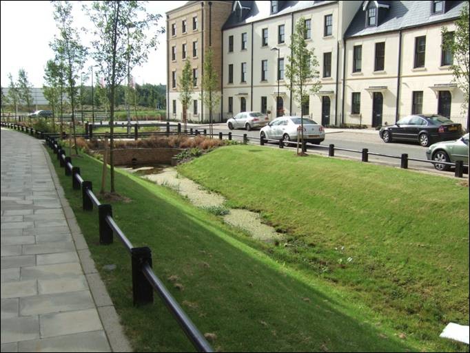 SuDS in place at housing development Upton
